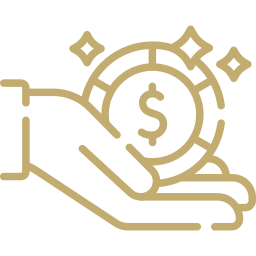 Icon of a hand holding a glowing dollar coin, representing the EB-2 NIW green card process